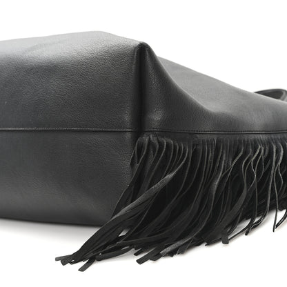 Saint Laurent Calfskin Large Fringe Shopping Tote Black 11 of 13