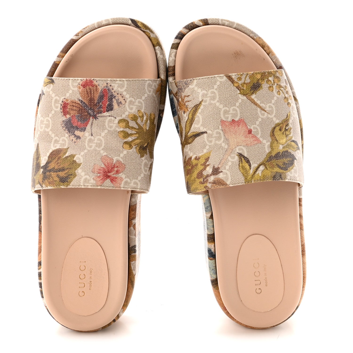GUCCI GGスプリーム ビーチサンダル フローラ Gucci GG Supreme Monogram Water Flora Angelina Platform Slide