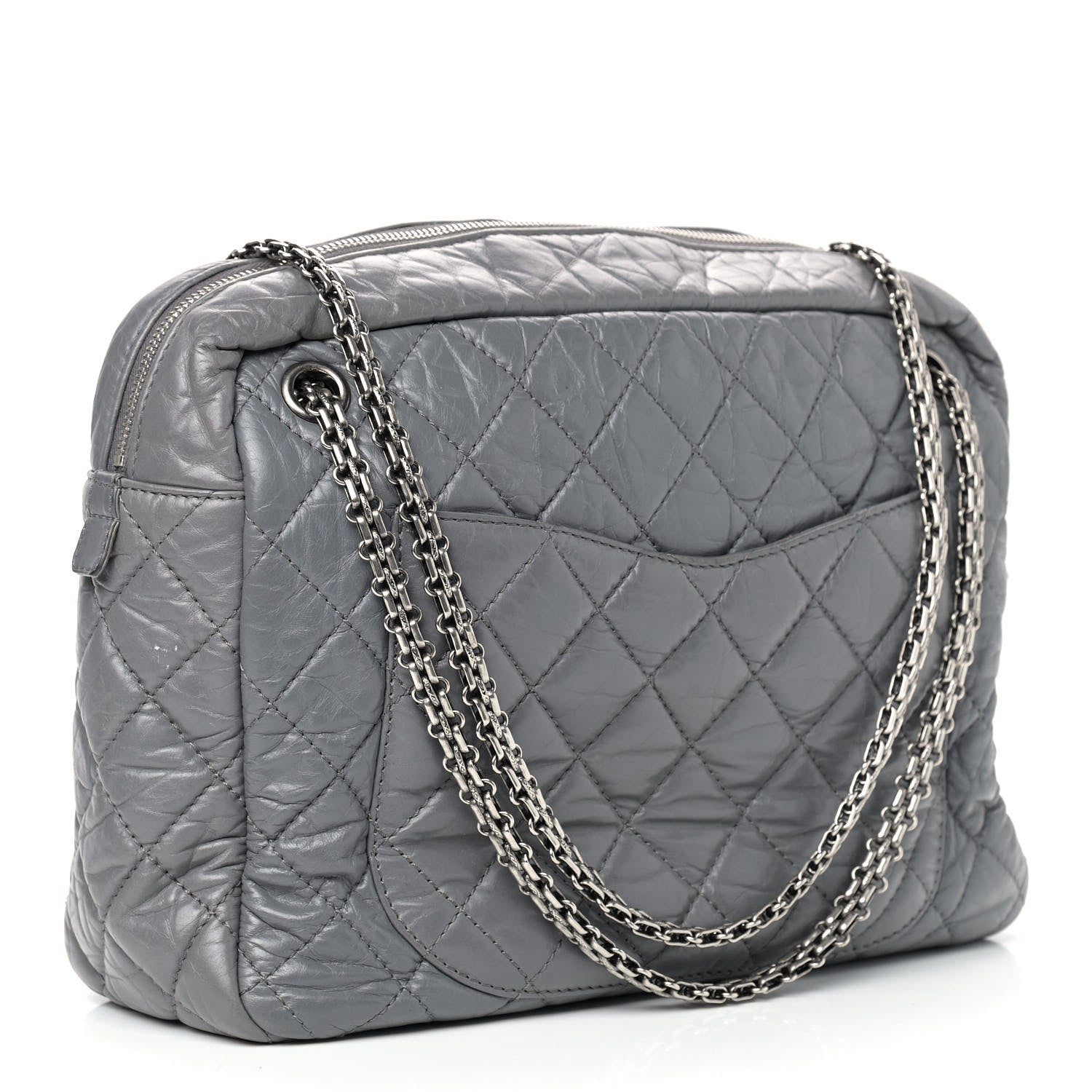 Chanel Aged Calfskin Quilted Large Reissue Camera Case Grey 3 of 10