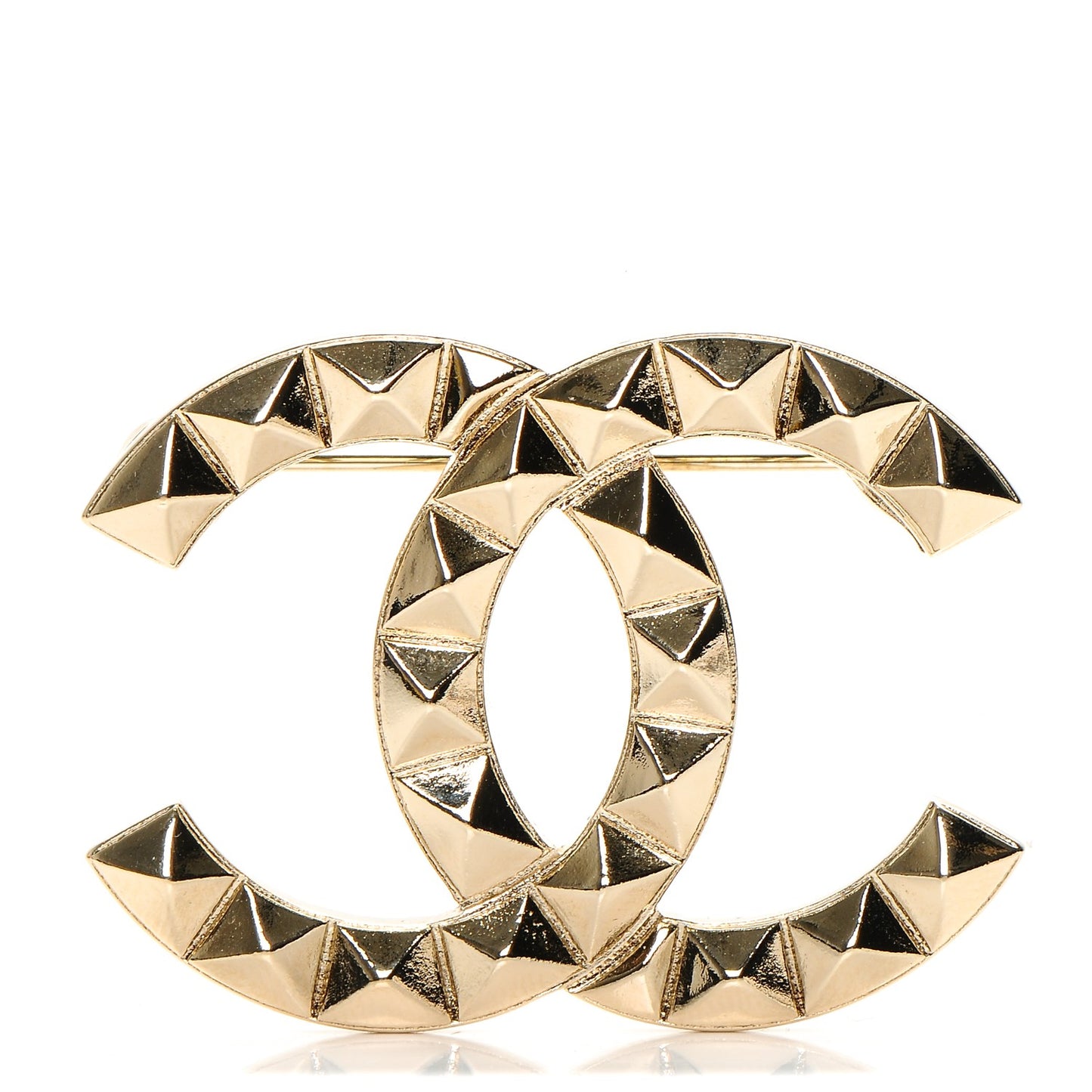 Studded CC Pin Brooch Gold