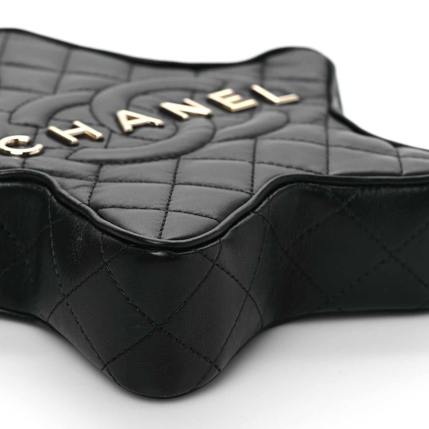 Lambskin Quilted Walk of Fame Star Bag Black
