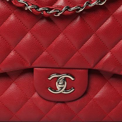 Chanel Caviar Quilted Jumbo Double Flap Red 8 of 17