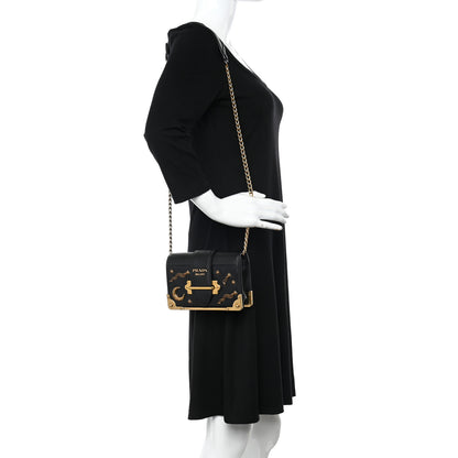 Prada City Calf Saffiano Cahier Astrology Bag Black 2 of 13