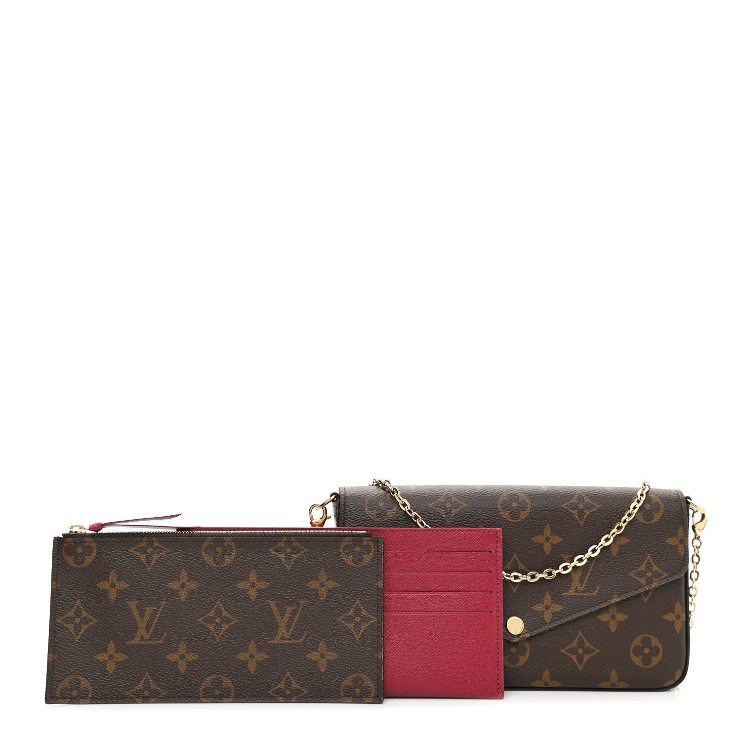Louis Vuitton Monogram Pochette Felicie Chain Wallet Fuchsia 2 of 29