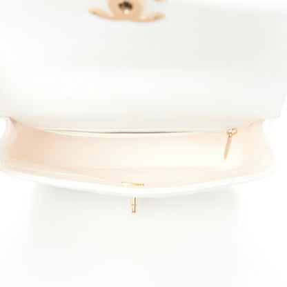 Chanel Shiny Lambskin Quilted Coco Trip Flap Bag White 5 of 11
