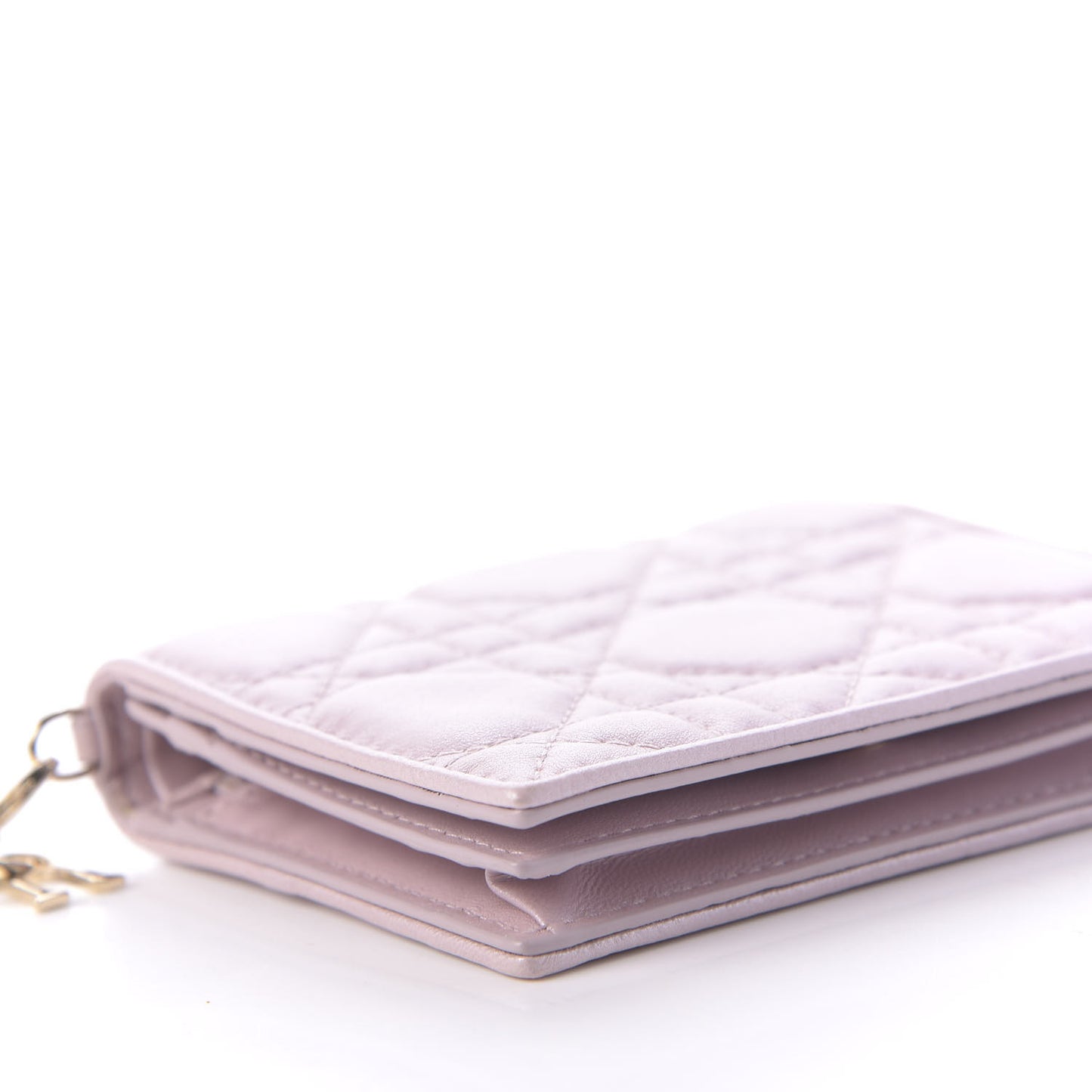 Metallic Lambskin Cannage Mini Lady Dior Wallet Lotus