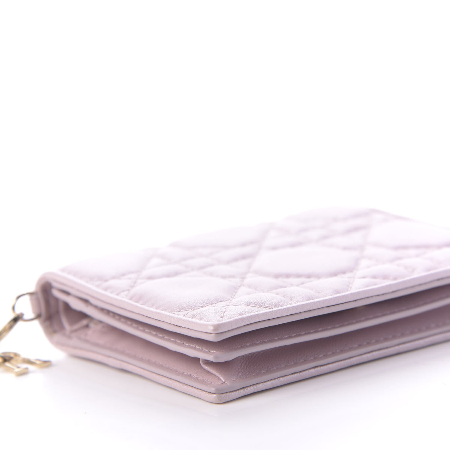 Christian Dior Metallic Lambskin Cannage Mini Lady Dior Wallet Lotus 6 of 9