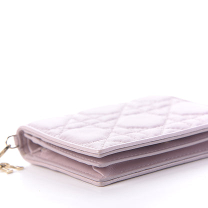 Christian Dior Metallic Lambskin Cannage Mini Lady Dior Wallet Lotus 6 of 9