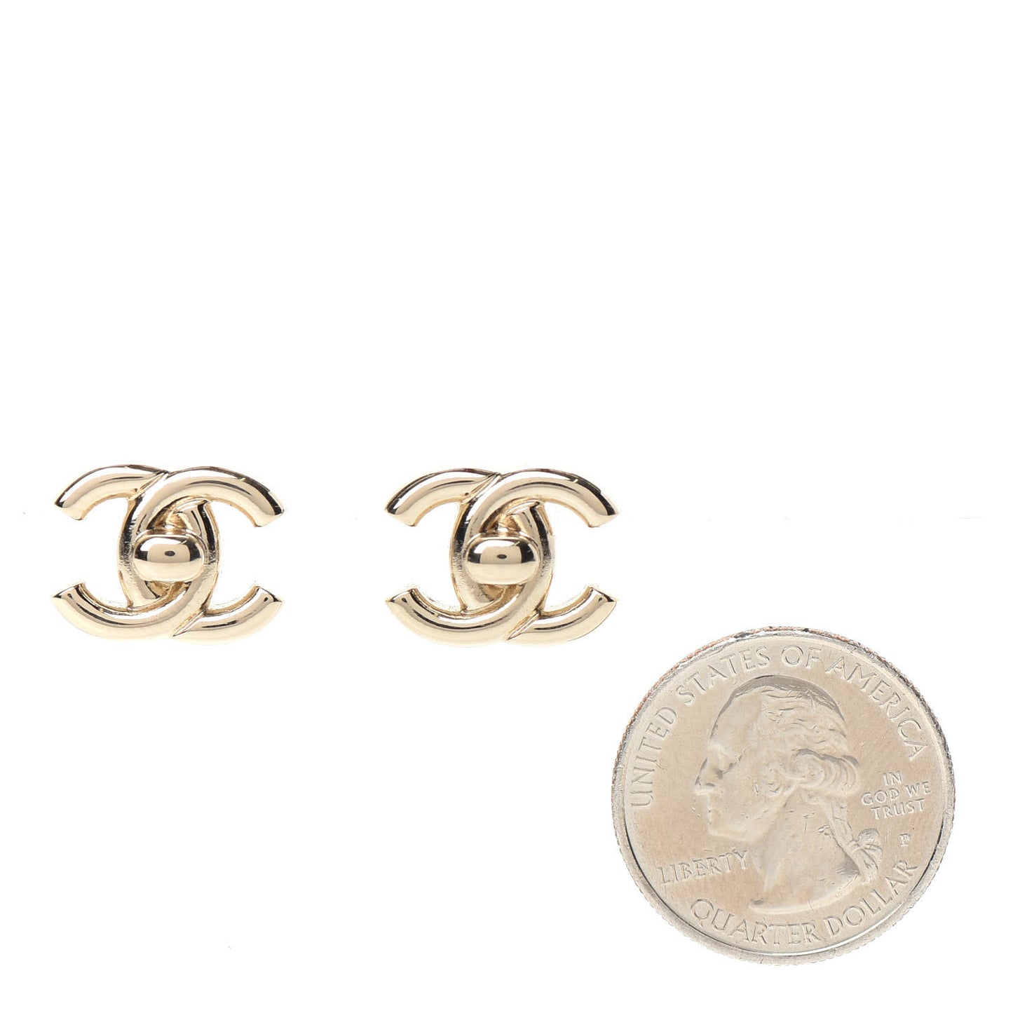 Metal CC Turnlock Earrings Gold