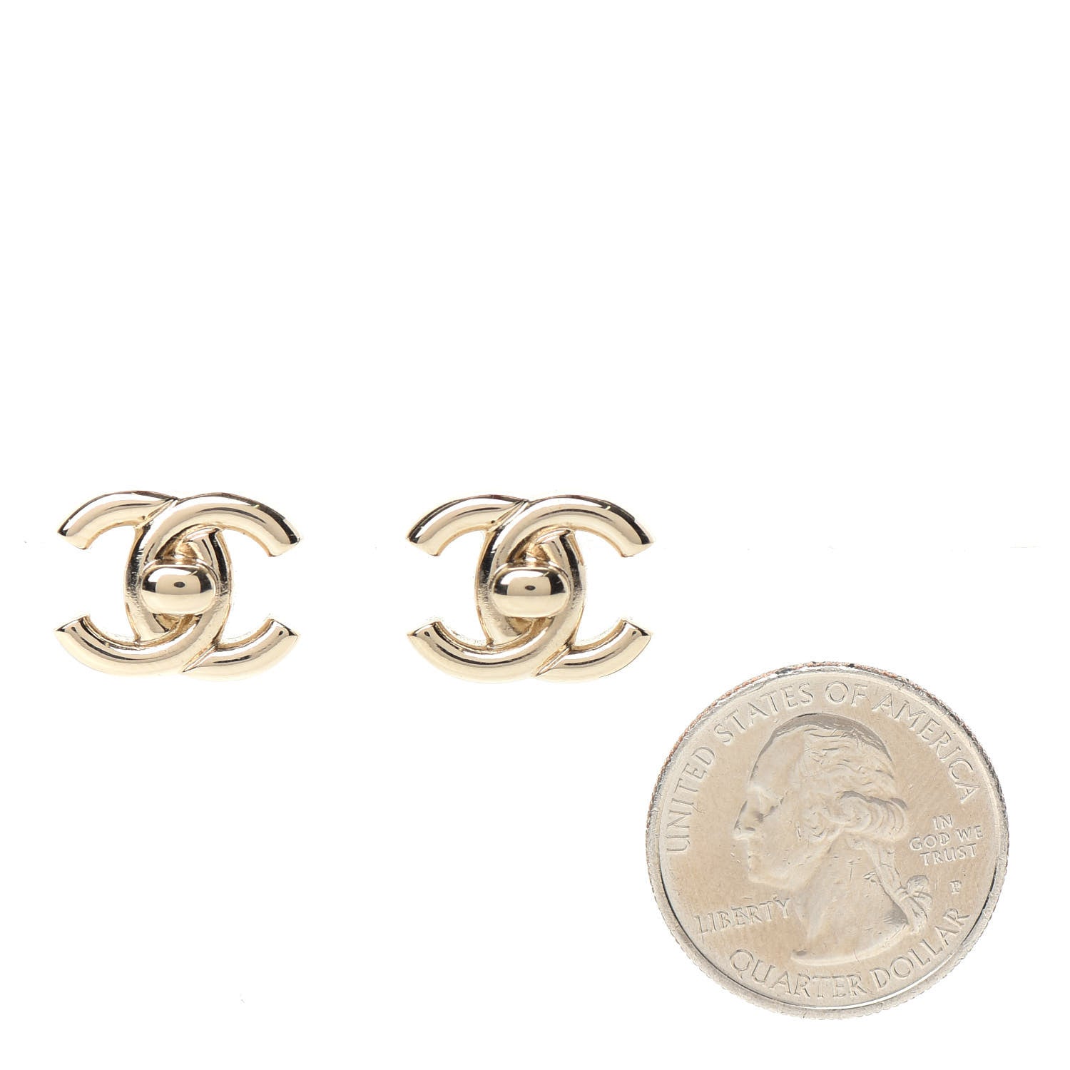Chanel Metal CC Turnlock Earrings Gold 2 of 5