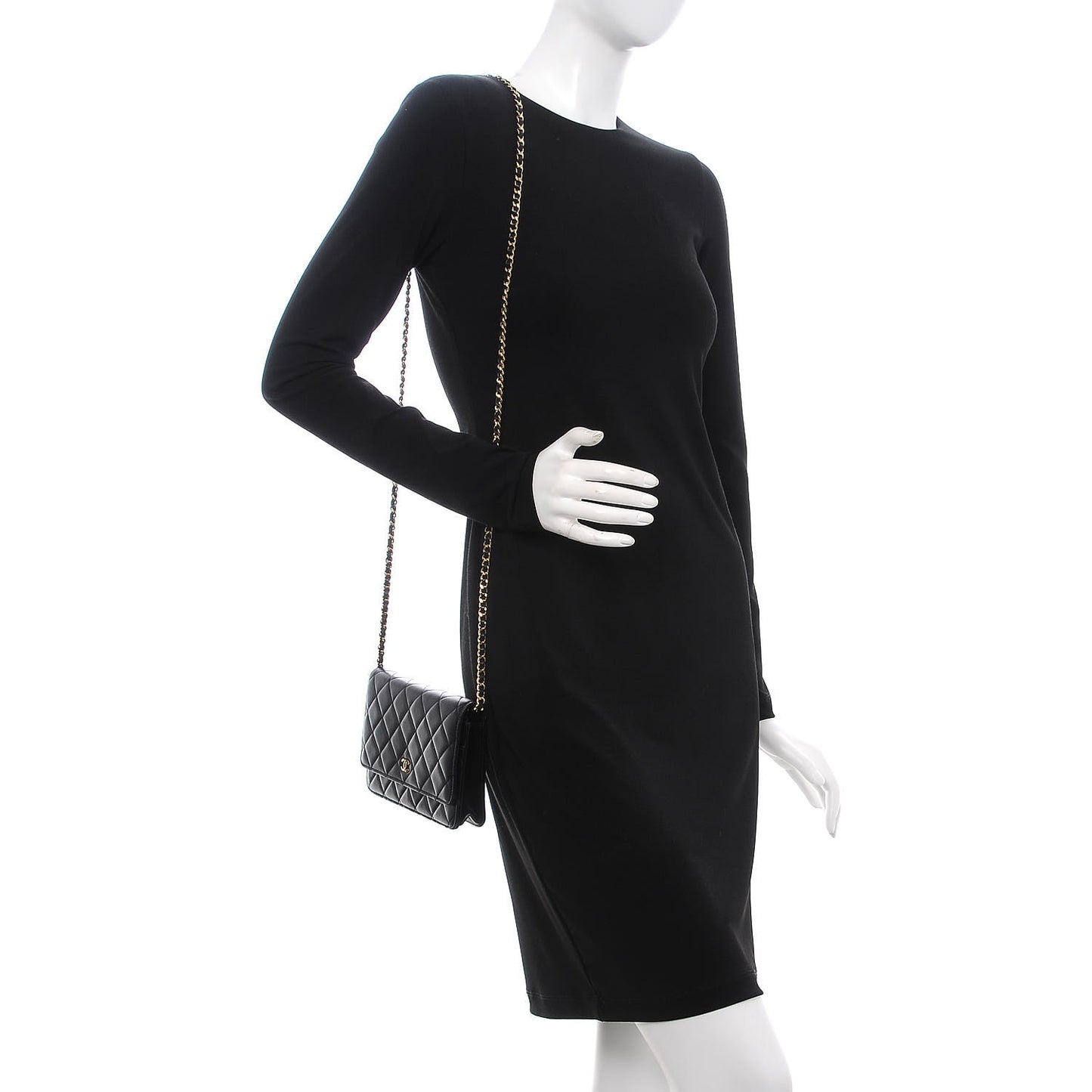 Lambskin Quilted Wallet On Chain WOC Black