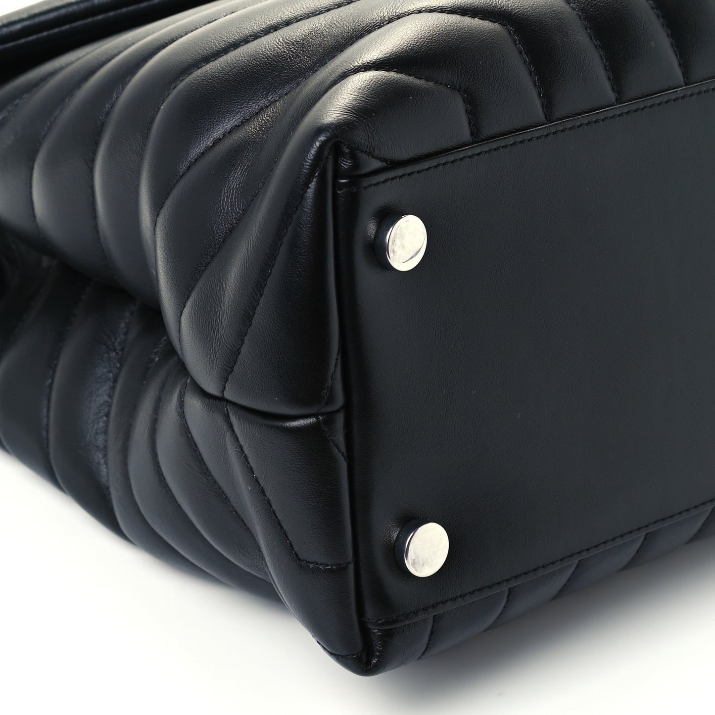 Calfskin Y Quilted Monogram Large Loulou Chain Satchel Black