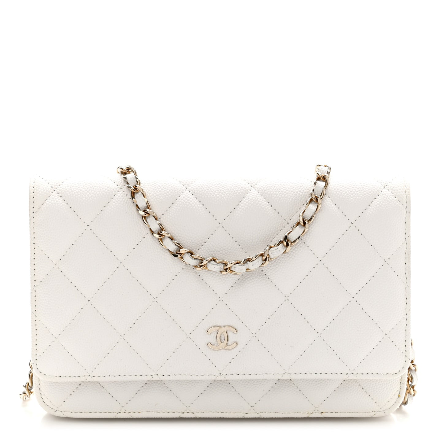 Caviar Quilted Wallet On Chain WOC White