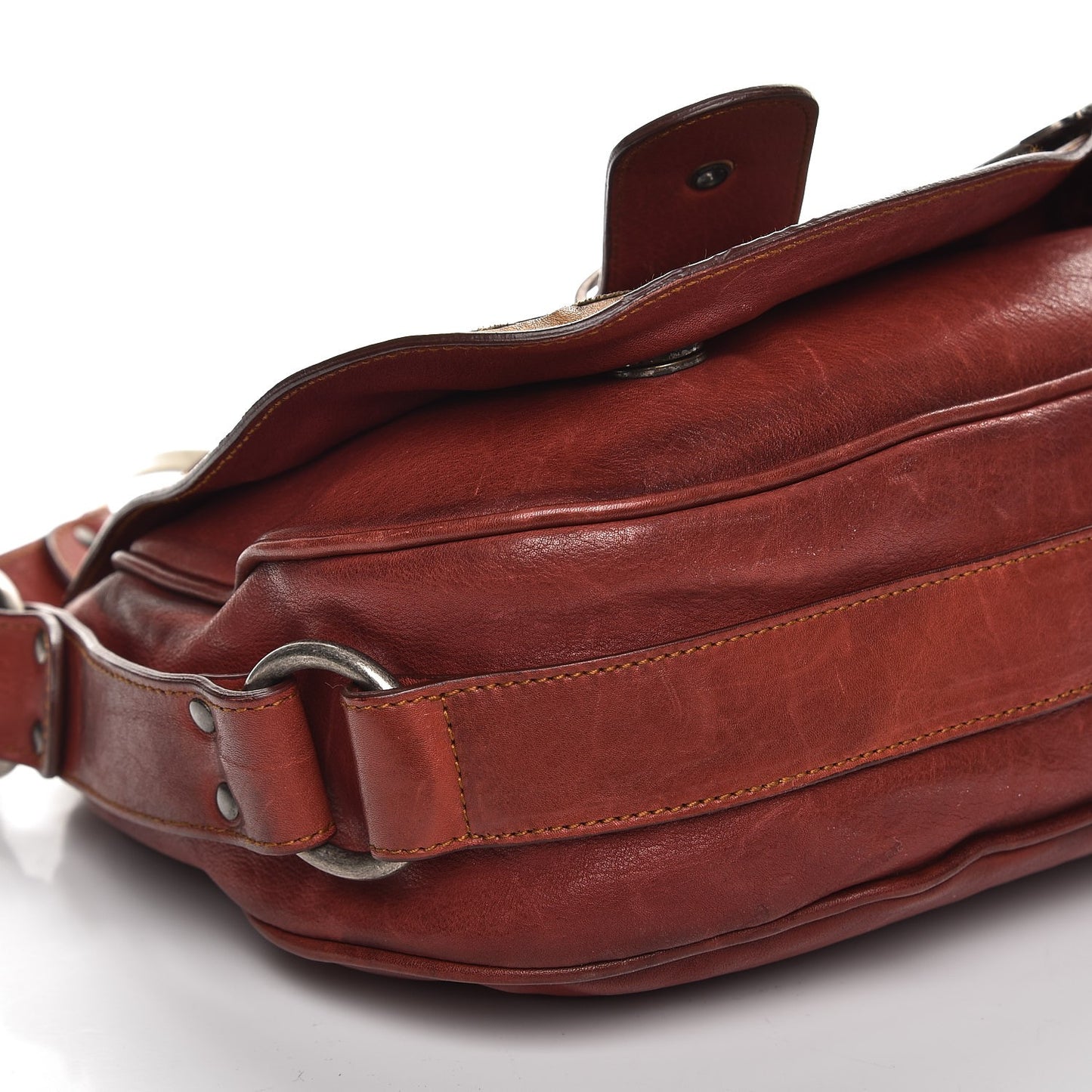 Calfskin Medium Gaucho Double Saddle Bag Red