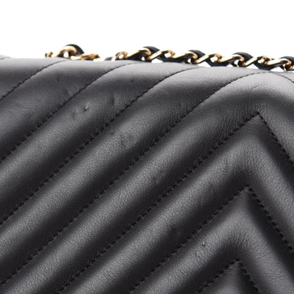 Chanel Calfskin Chevron Quilted Large Statement Flap Black 8 of 14