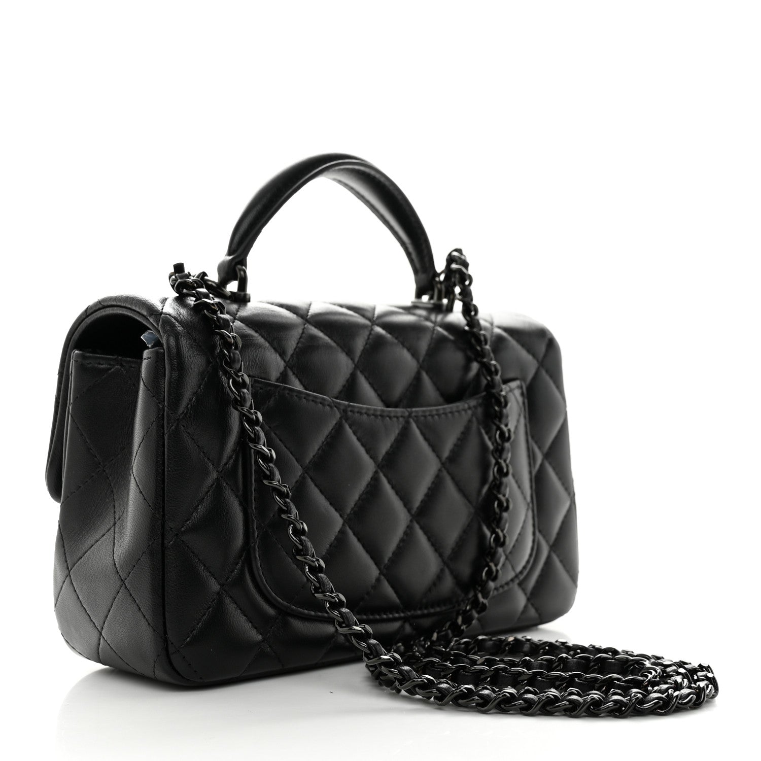 Chanel Lambskin Quilted Mini Top Handle Rectangular Flap So Black 2 of 11