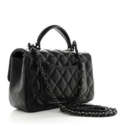 Chanel Lambskin Quilted Mini Top Handle Rectangular Flap So Black 2 of 11