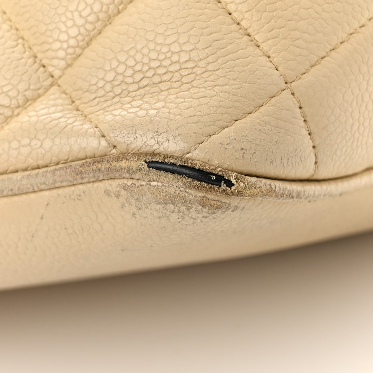 Caviar Quilted Medallion Tote Light Beige
