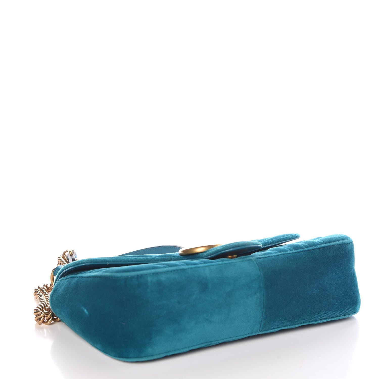 Gucci Velvet Matelasse Small GG Marmont Shoulder Bag Pavone Cyan 4 of 7