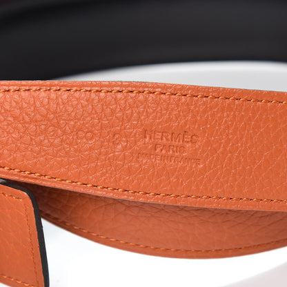Hermes Box Togo 32mm H Belt 90 Black Orange 6 of 6
