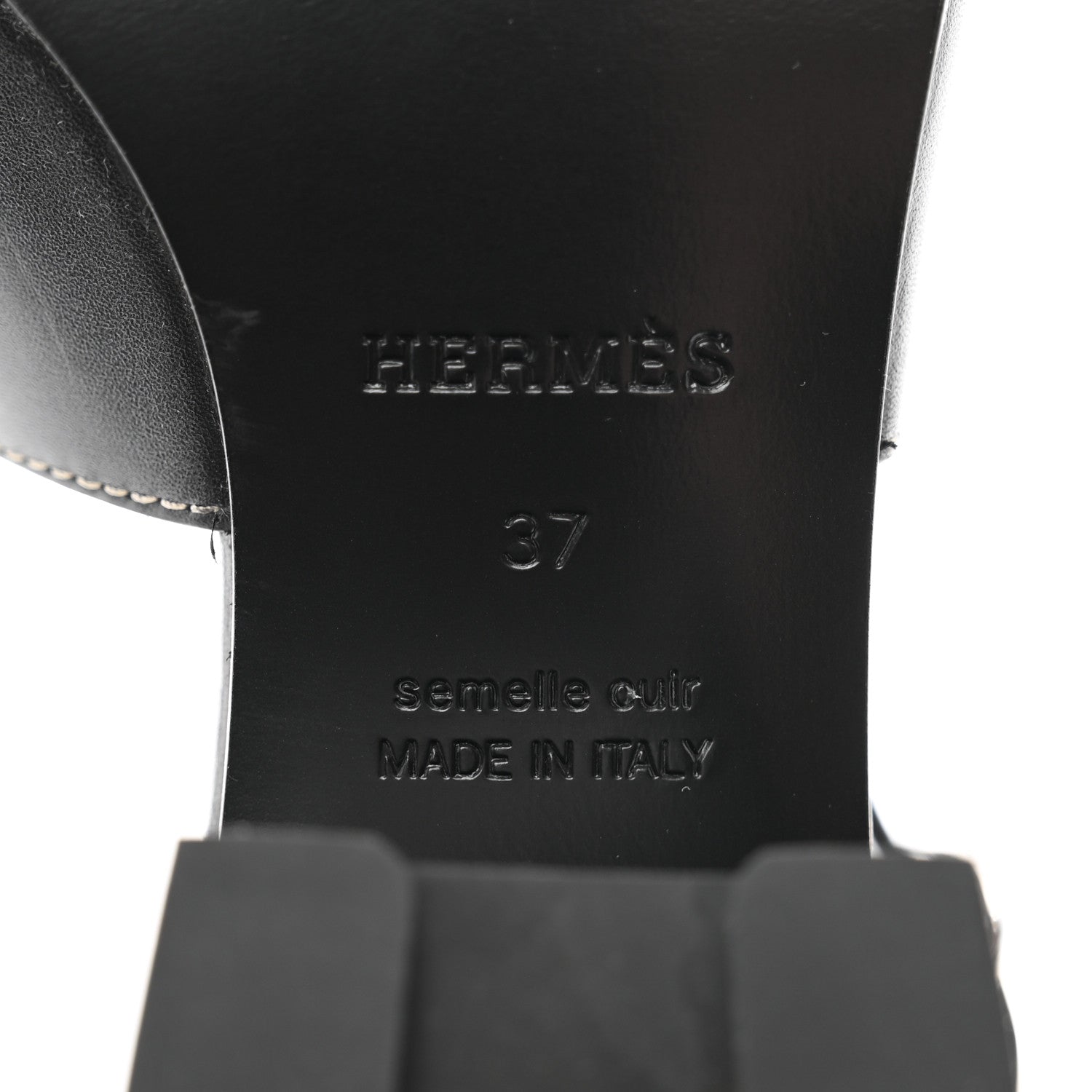 Hermes Calfskin Elbe 60 Sandals 37 Black 8 of 12