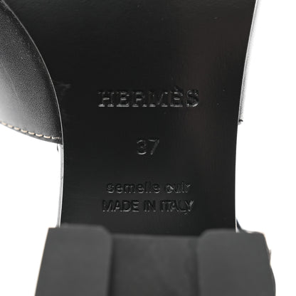 Hermes Calfskin Elbe 60 Sandals 37 Black 8 of 12