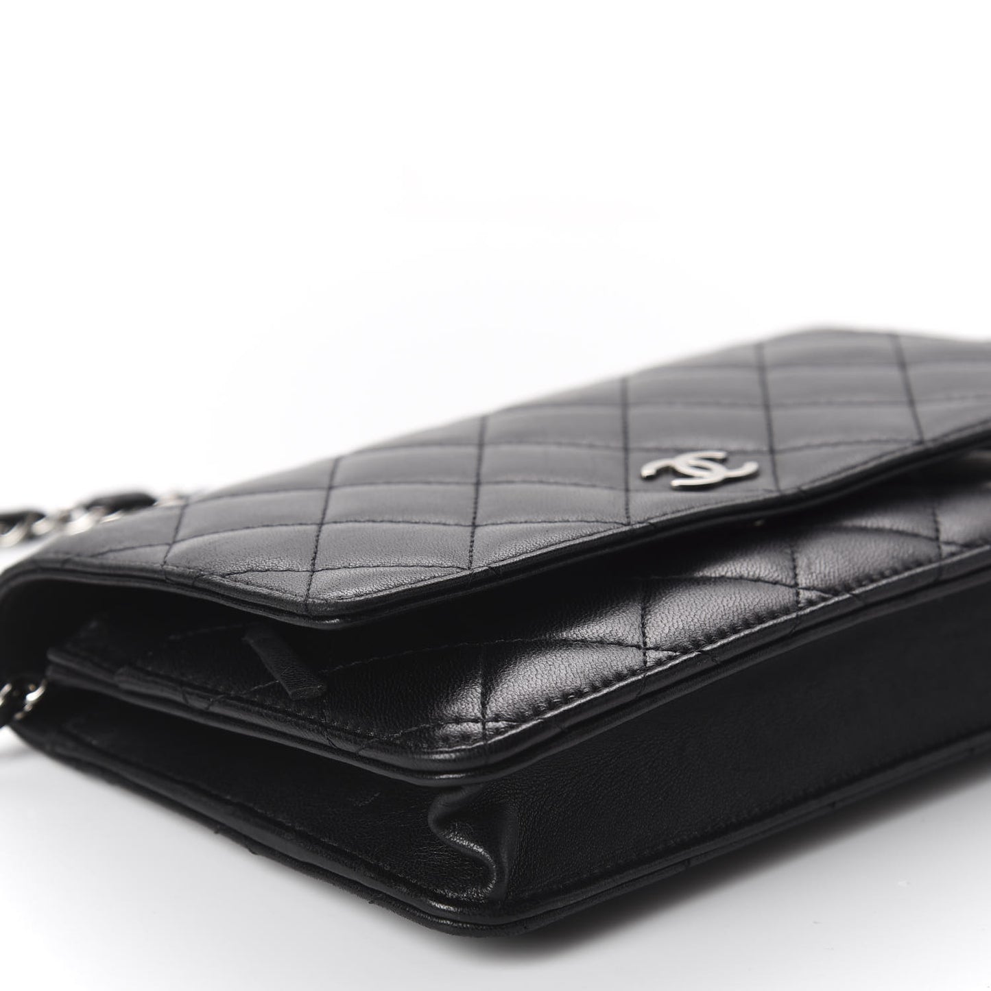 Lambskin Quilted Wallet On Chain WOC Black