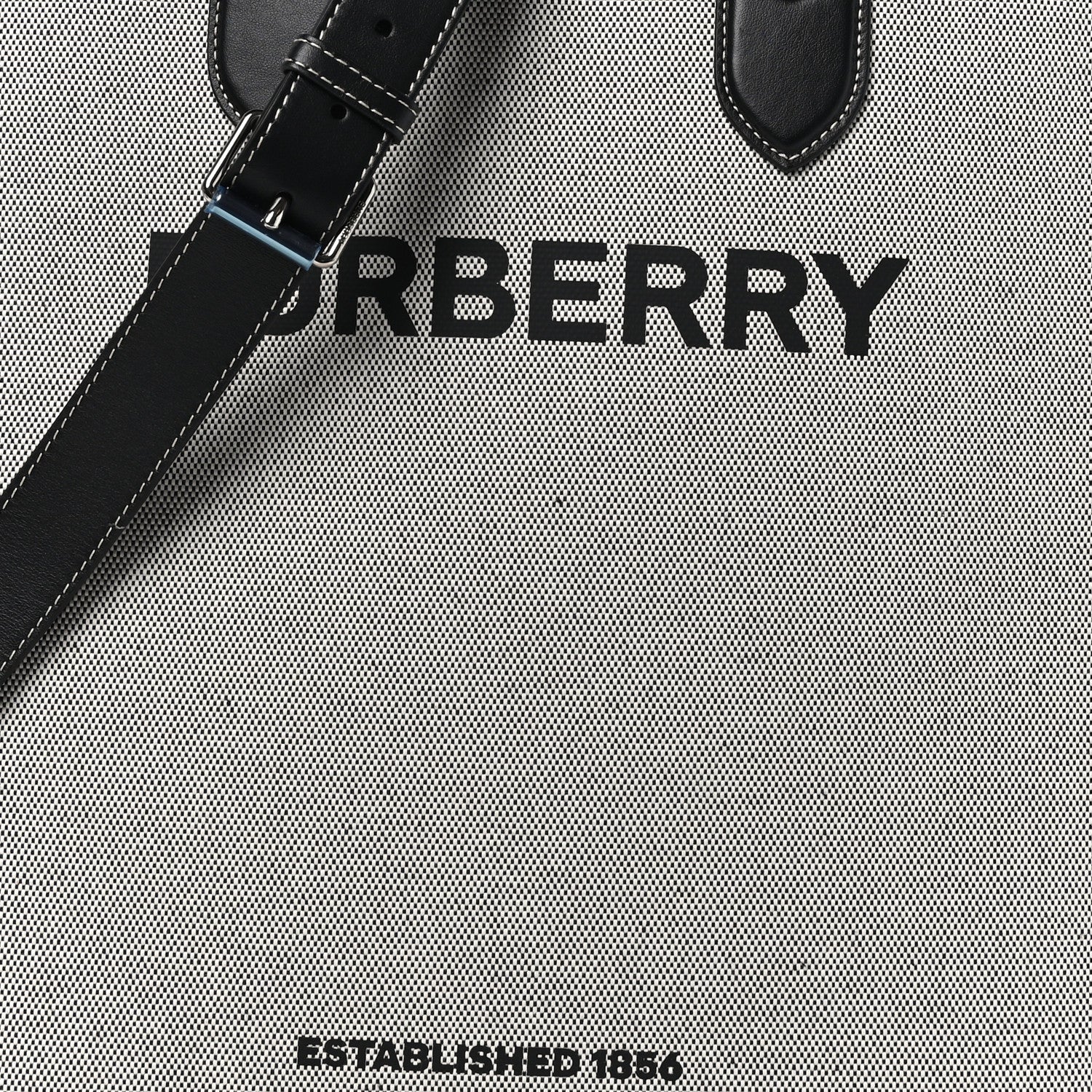 Burberry Smooth Calfskin Canvas Horseferry Print Medium Kane Tote Black 8 of 12