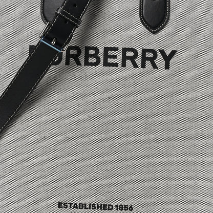 Burberry Smooth Calfskin Canvas Horseferry Print Medium Kane Tote Black 8 of 12