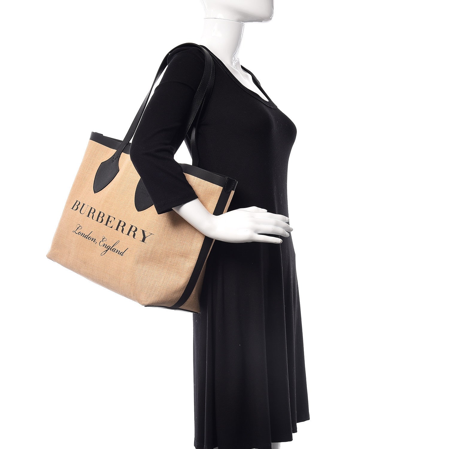 Burberry Raffia Logo Print Medium The Giant Reversible Tote Black 2 of 11