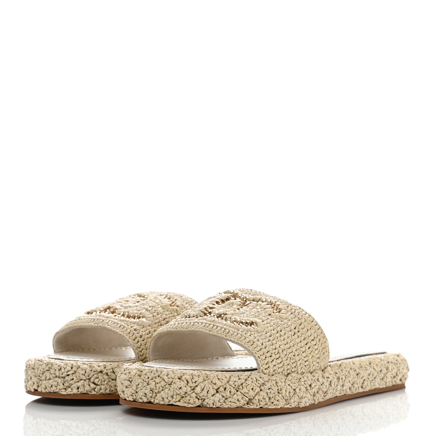 Chanel Cord Braided CC Mules 39 Light Beige 3 of 11