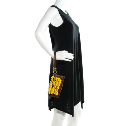 Burberry Prorsum Calfskin Embellished Nasmyth Clutch Dark Brown Bright Yellow 2 of 8