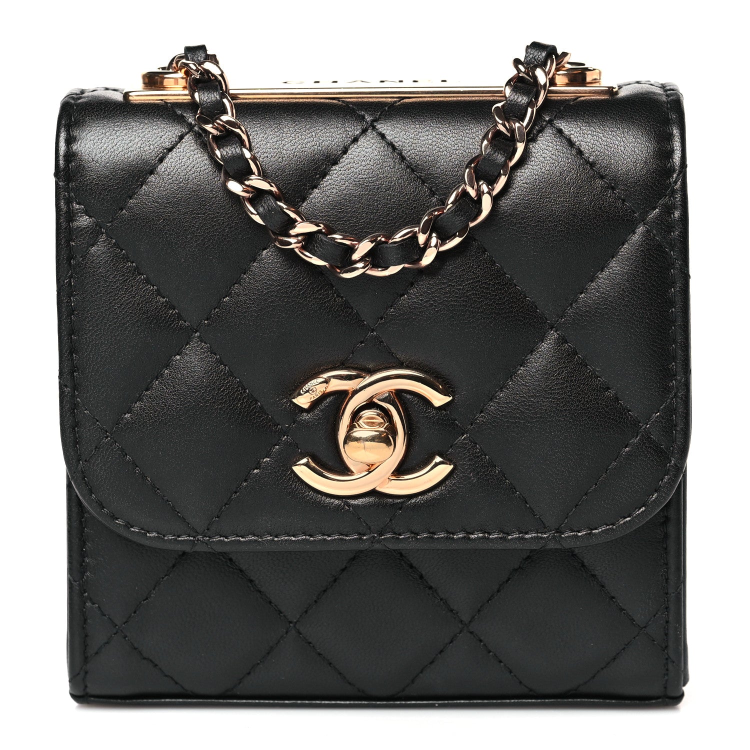 Chanel Lambskin Quilted Mini Trendy CC Chain Wallet Black 1 of 10