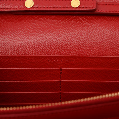Saint Laurent Grain De Poudre Matelasse Chevron Monogram Chain Wallet Red 8 of 14
