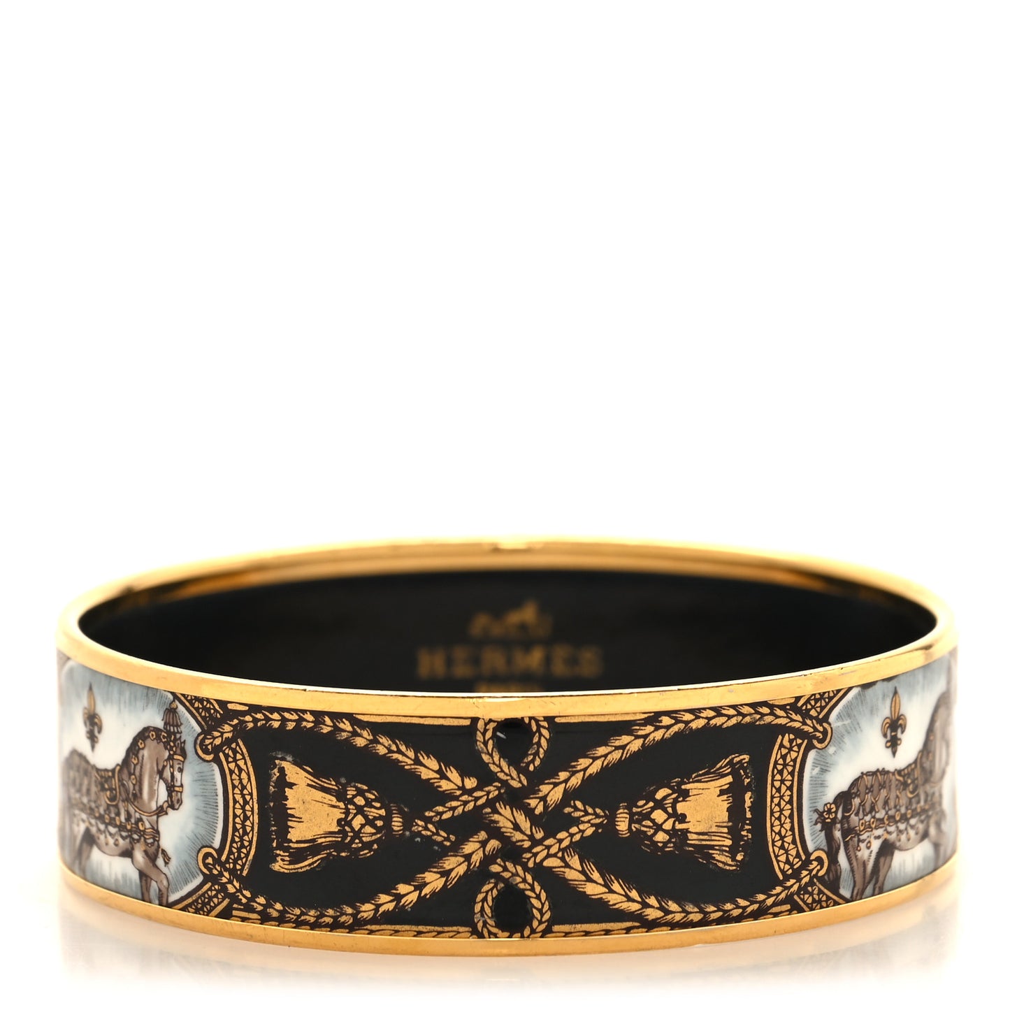 Enamel Printed Wide Grand Apparat Bracelet 70 Black