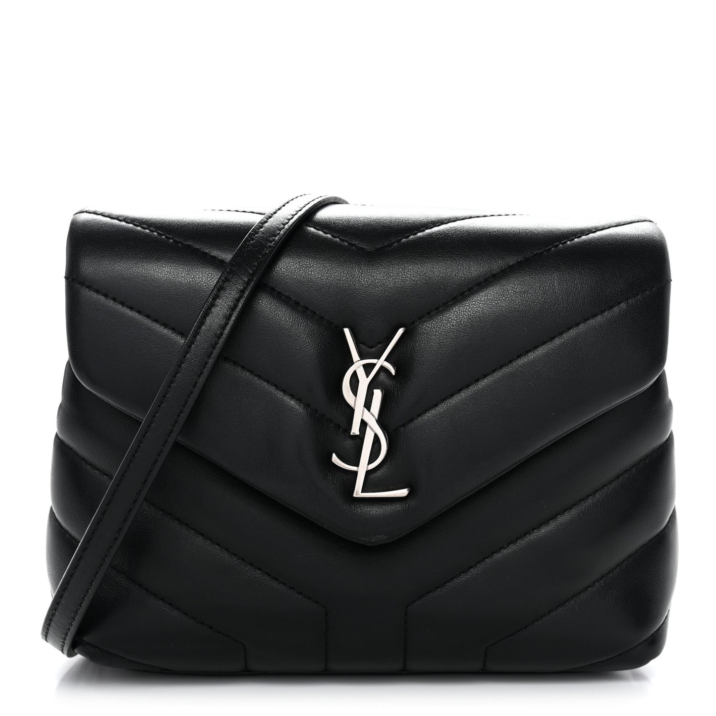 Calfskin Y Quilted Monogram Toy Loulou Crossbody Bag Black
