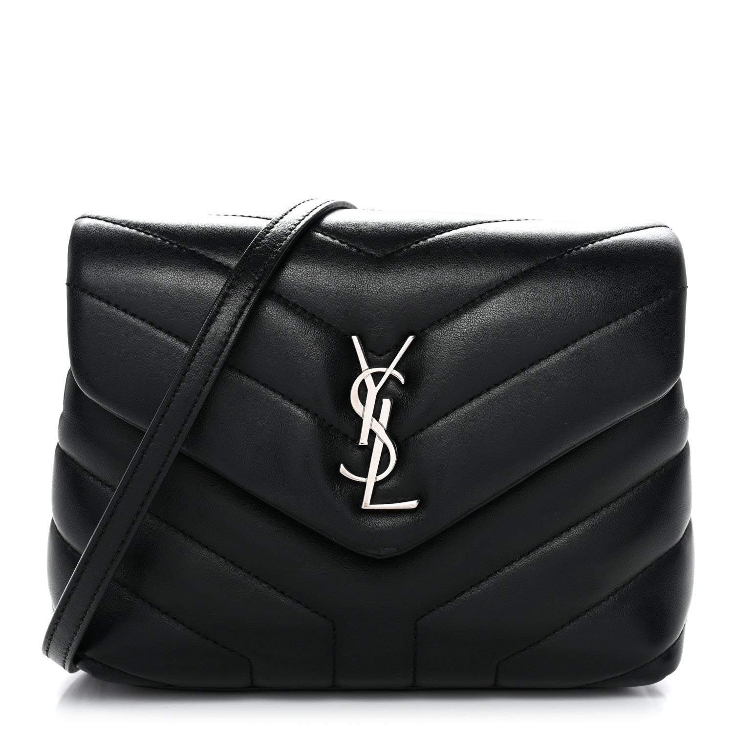 Saint Laurent Calfskin Y Quilted Monogram Toy Loulou Crossbody Bag Black 1 of 12