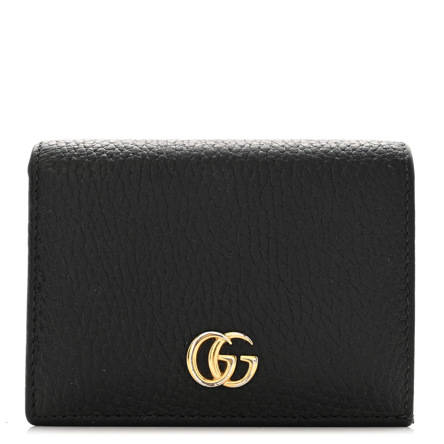 Gucci Pebbled Calfskin GG Marmont Card Case Black 1 of 9