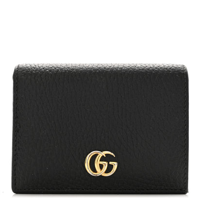 Gucci Pebbled Calfskin GG Marmont Card Case Black 1 of 9