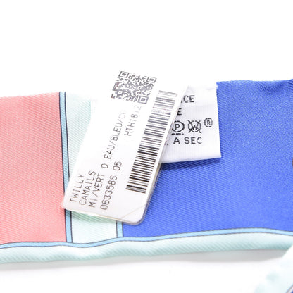 Hermes Silk Camails Twilly Vert D'eau Bleu Corail 3 of 5