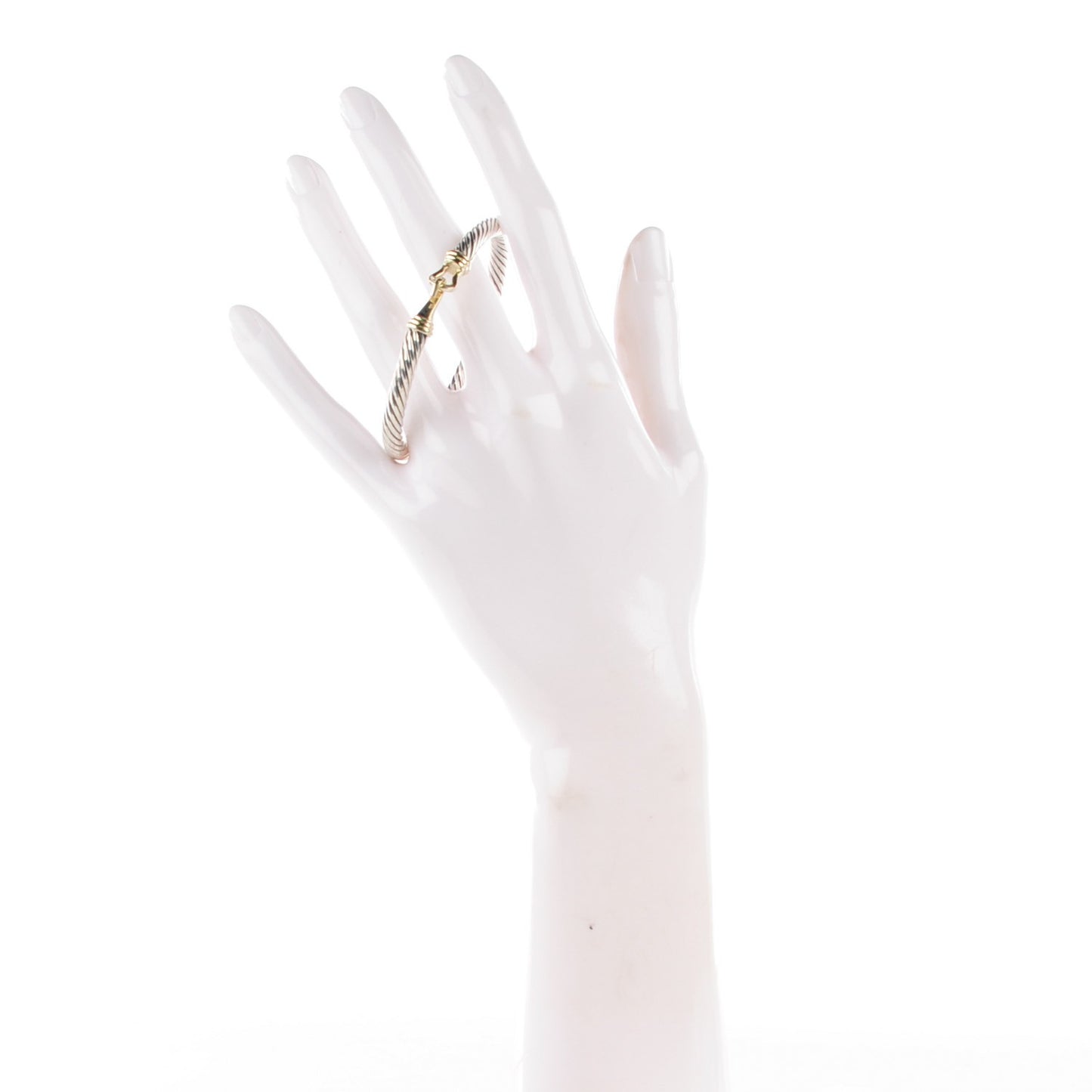 Sterling Silver 14K Yellow Gold 5mm Cable Classic Buckle Bracelet