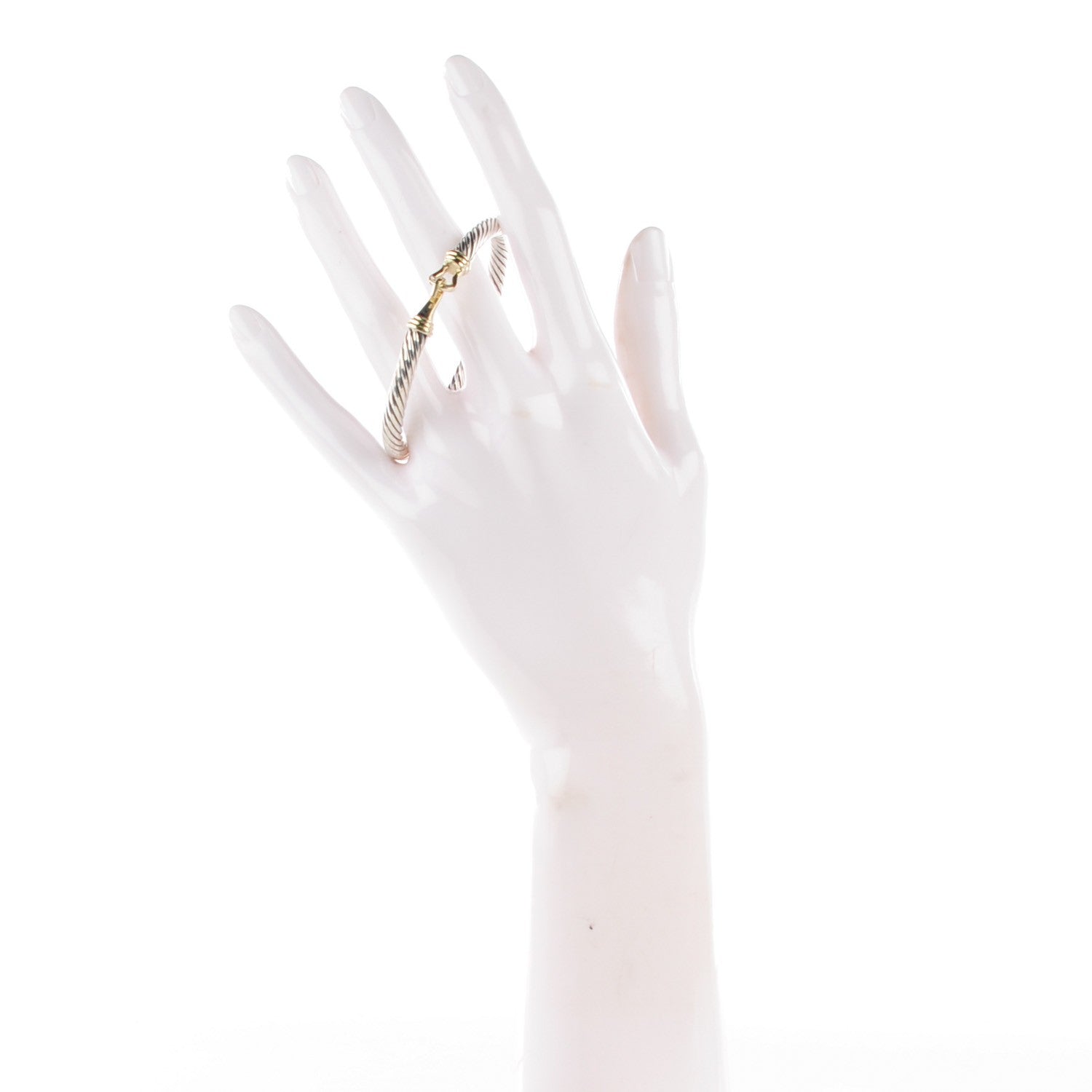David Yurman Sterling Silver 14K Yellow Gold 5mm Cable Classic Buckle Bracelet 2 of 5