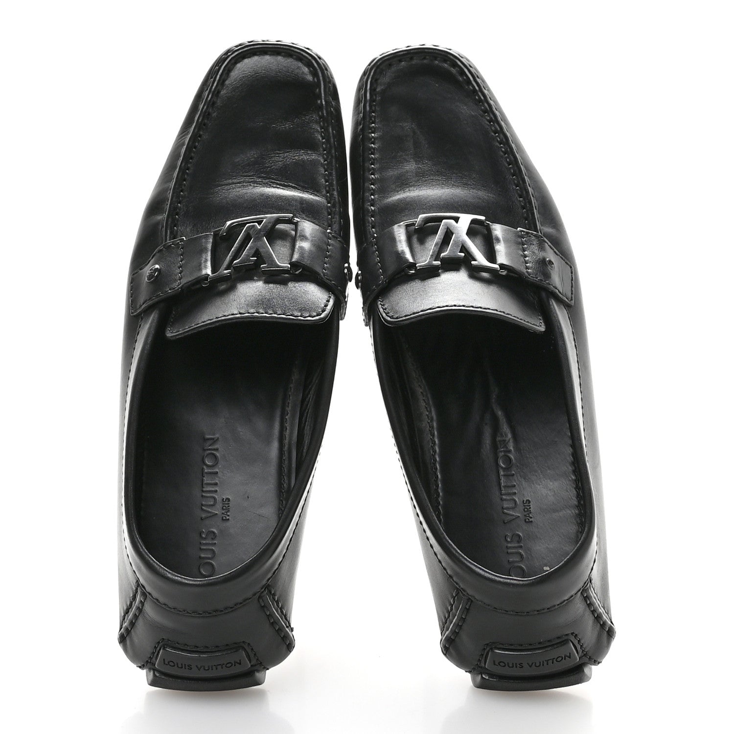 Louis Vuitton Calfskin Mens Monte Carlo Car Shoe Moccasin Loafers 10.5 Black 2 of 11