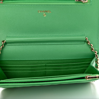 Chanel Caviar Quilted Wallet On Chain WOC Light Green 4 of 10
