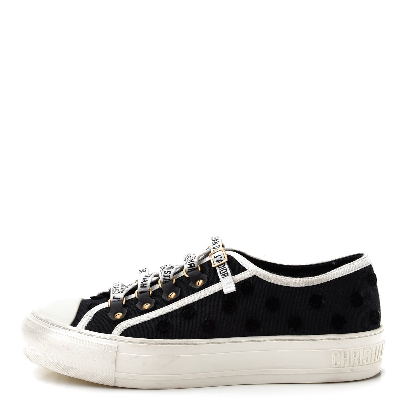 Canvas Dot Walk'N'Dior Low Top Sneakers 37.5 Black