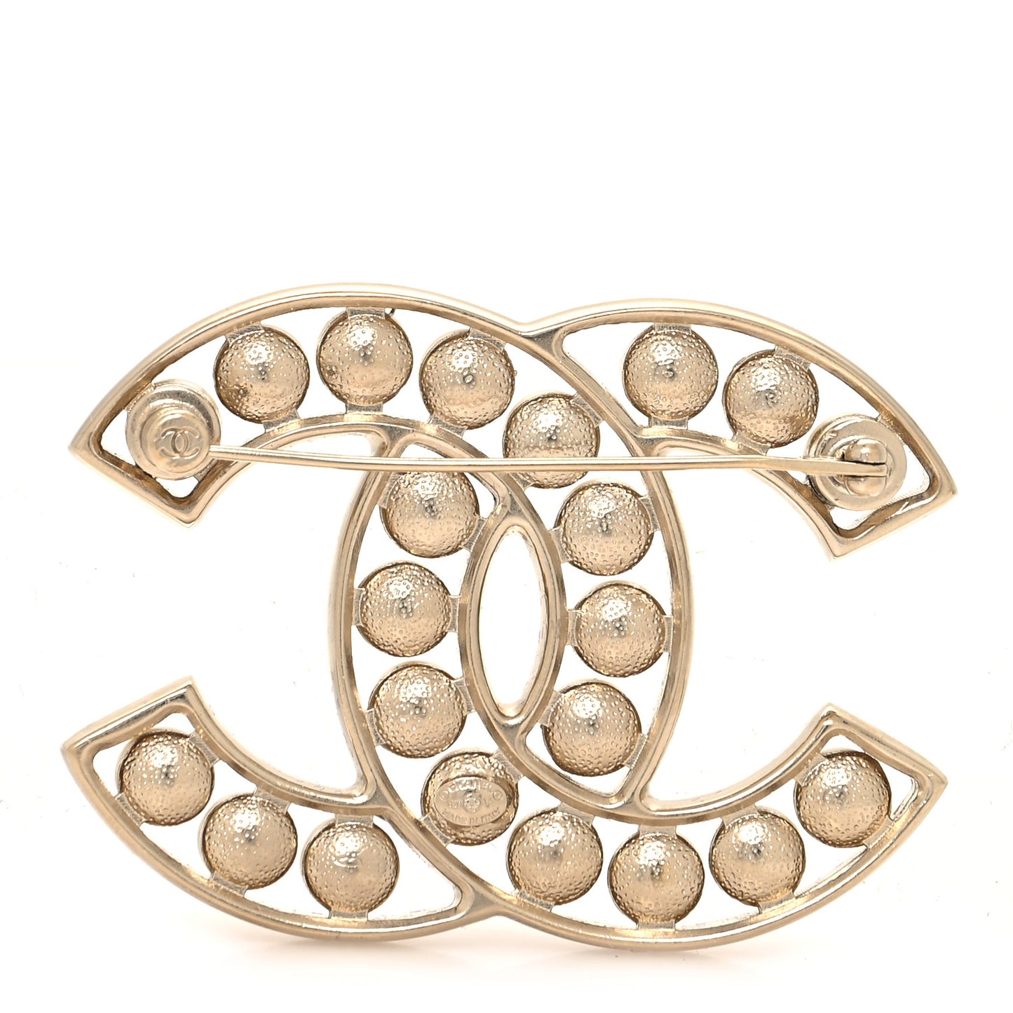 CC Pearl Brooch Pin Gold