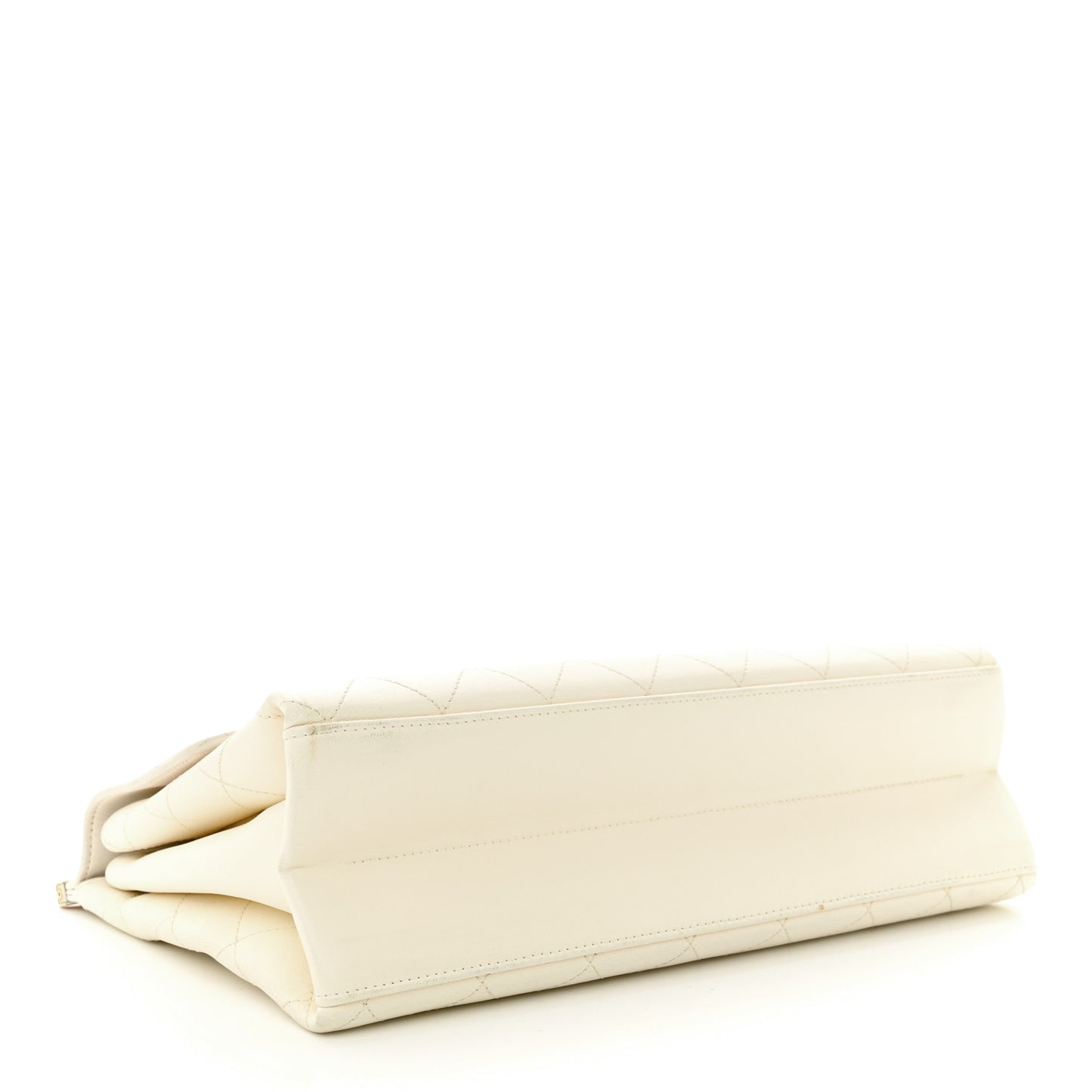 Lambskin Quilted Coco Luxe Top Handle Flap White