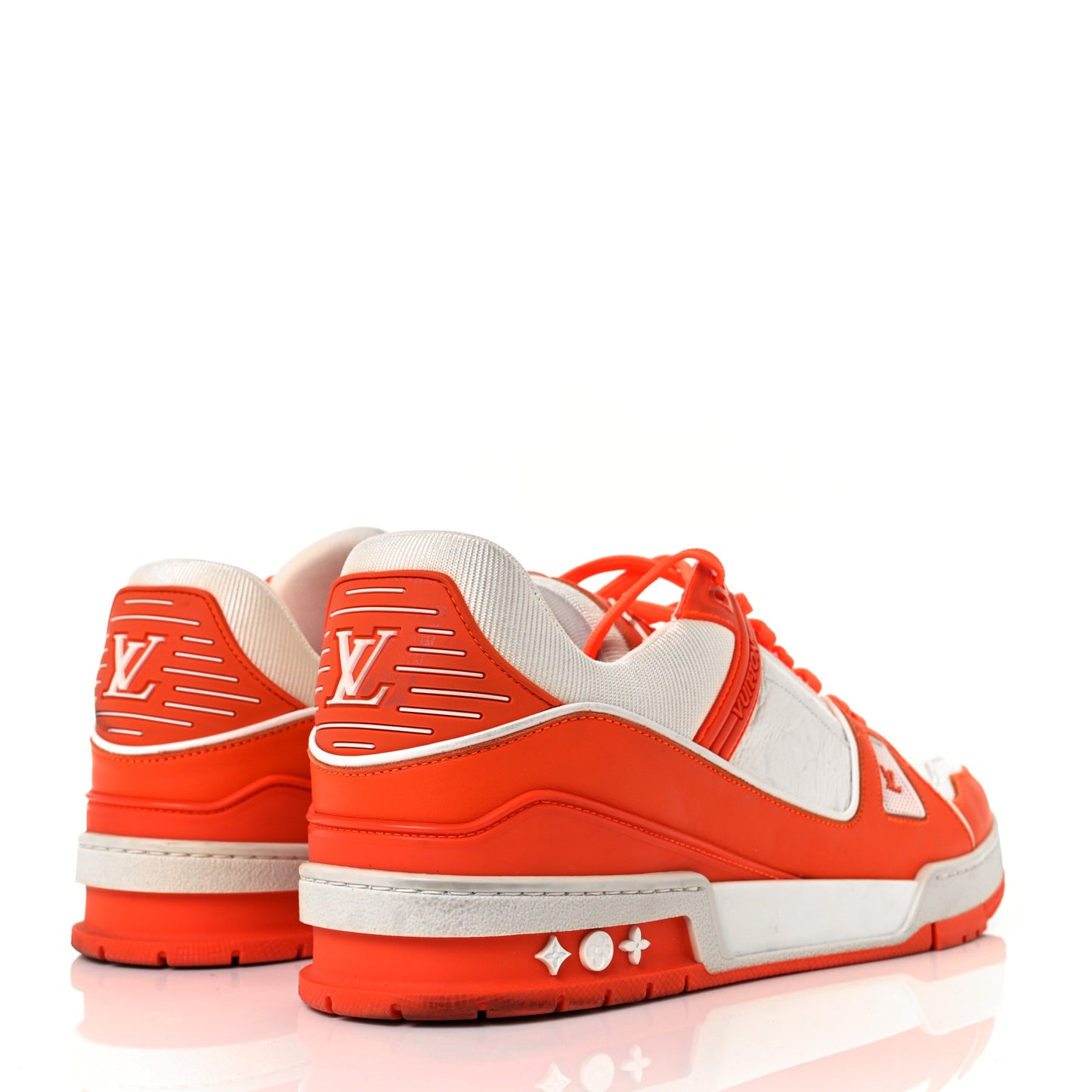 Calfskin Embossed Monogram Mens LV Trainer Sneakers 10.5 Orange