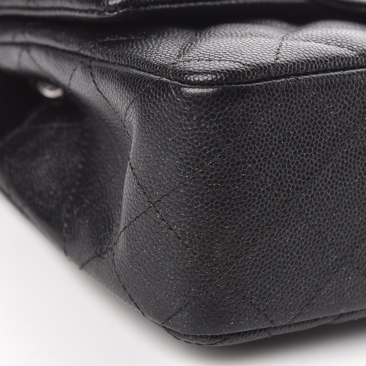 Iridescent Caviar Quilted Mini Rectangular Flap Black