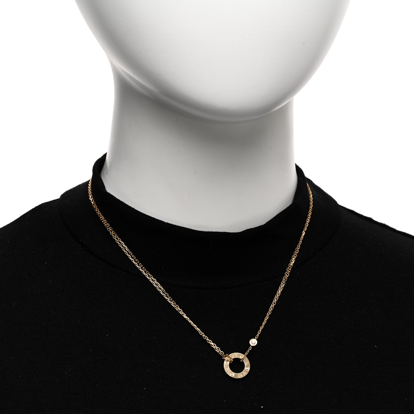 18K Yellow Gold 2 Diamond LOVE Necklace